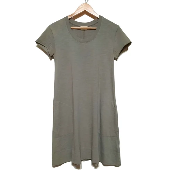 NATION LTD T-shirt Dress A-line Pockets Monochrome Med Khaki Olive Green XS 0 2 - Picture 8 of 8
